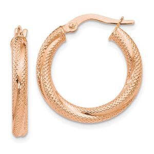 3mm Twisted Textured Round Hoops in 10k Rose Gold, 20mm (3/4 Inch)